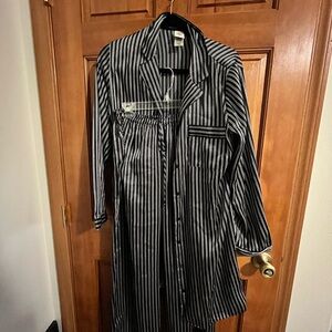 In Bloom Black and White Striped PJ set